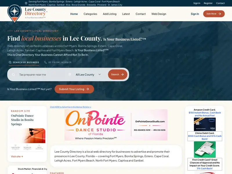 Website we designed for Lee County Directory