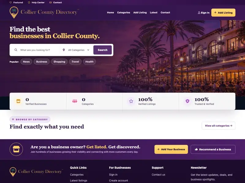 Website we designed for Collier County Directory